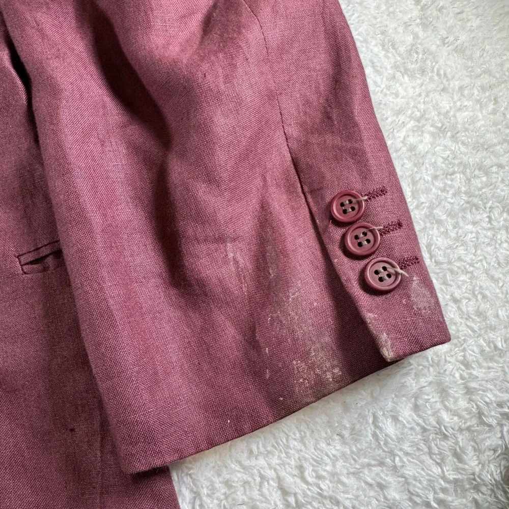 Giorgio Armani Blazer Mens 44 Burgundy Red Linen Sport Coat Made in Italy READ